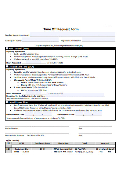 payroll time off request form