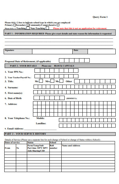 pensions query form