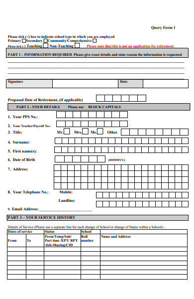 FREE 50+ Sample Query Forms in PDF | MS Word