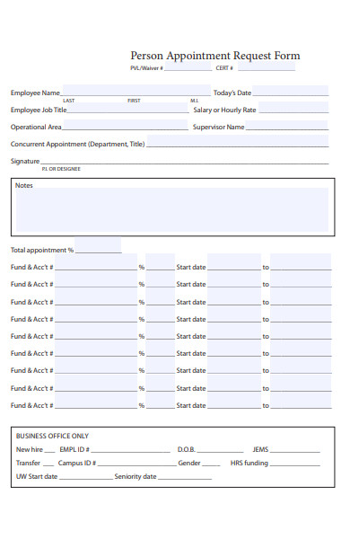 person appointment request form