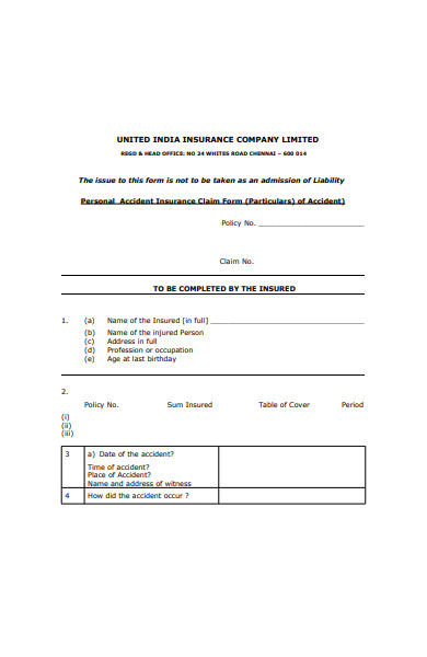 personal accident insurance claim form