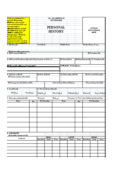 personal history form1