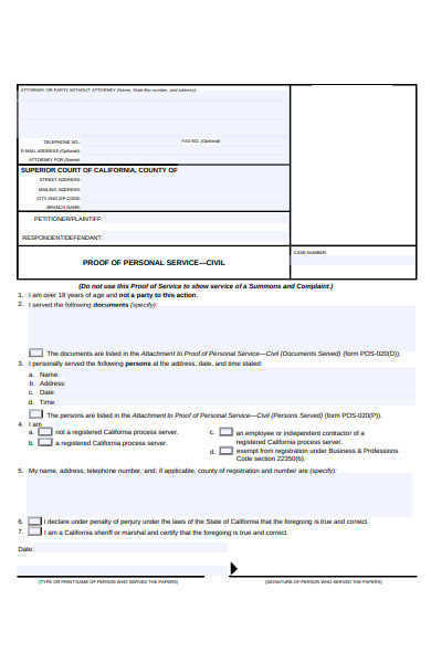 personal service form