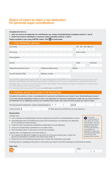 personal tax deduction form