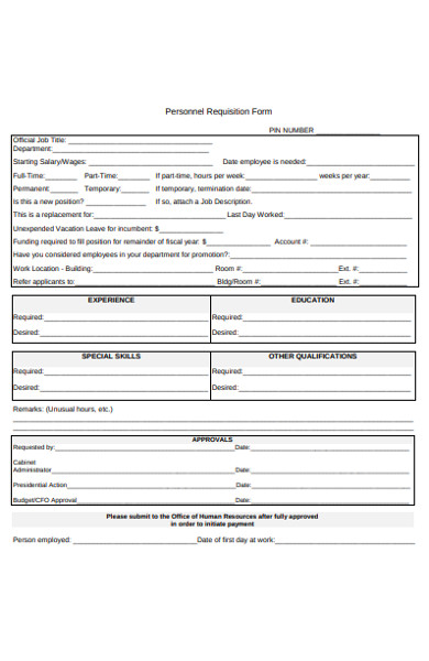 personnel requisition form