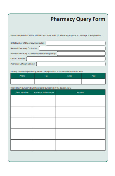 pharmacy query form