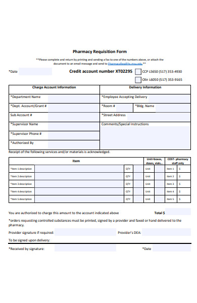 pharmacy requisition form