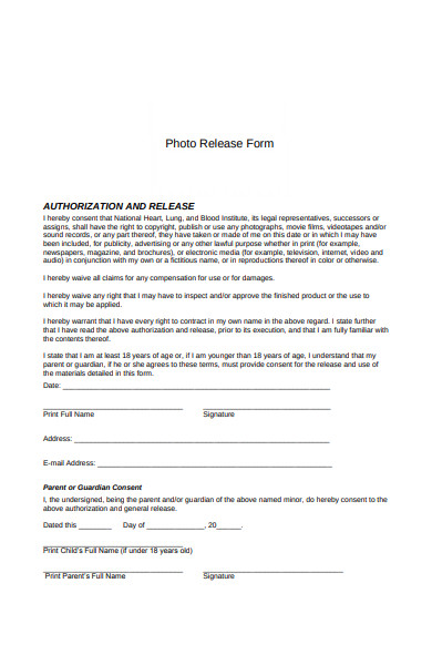 photo authorisation release form