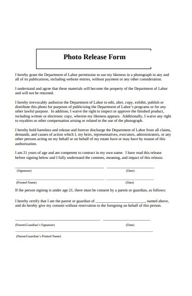 photo release attachment form