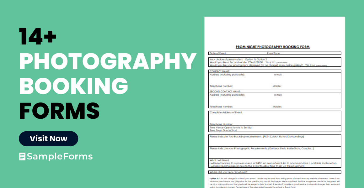 photography booking form