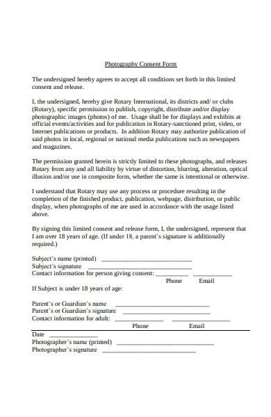 photography consent release form