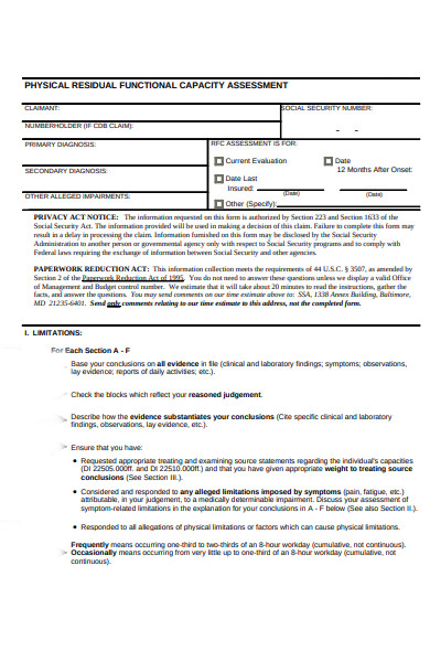 physical assessment forms