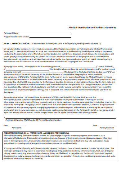 physical authorization form