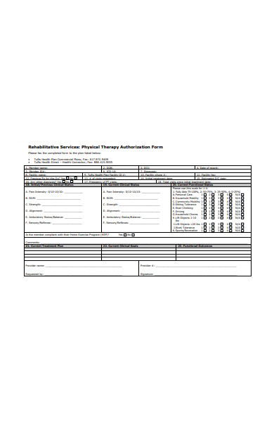 physical therapy authorization form