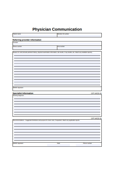physician communication form