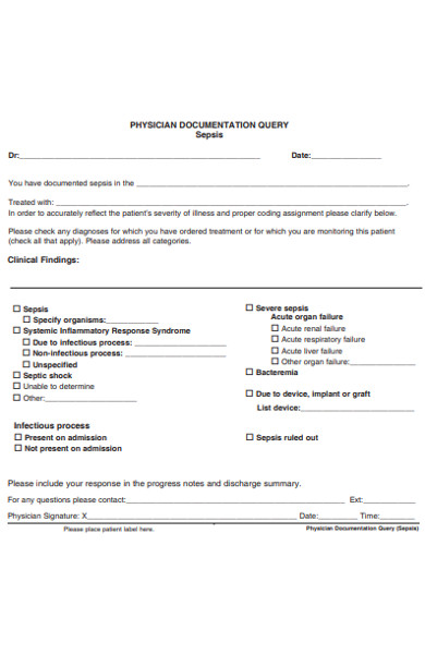 physician documentation query form
