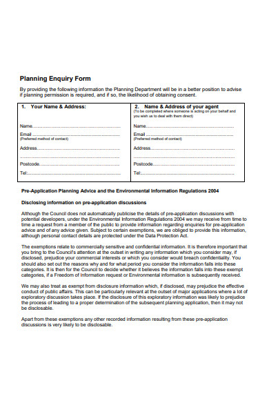 planning enquiry form