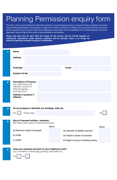 planning permission enquiry form