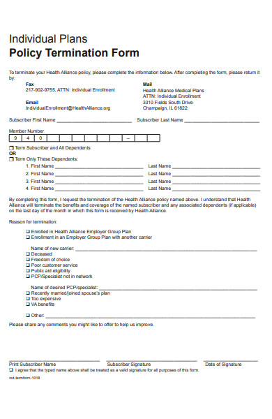 policy termination form
