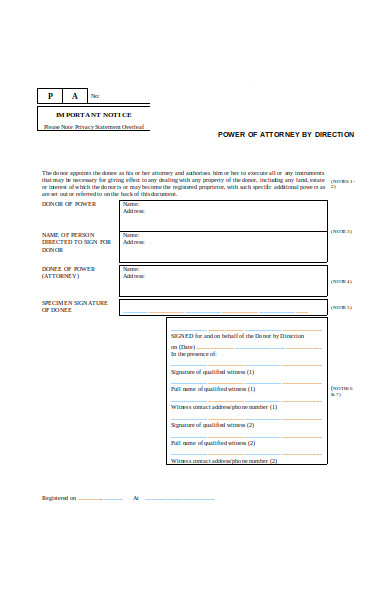 power of attorney direction form