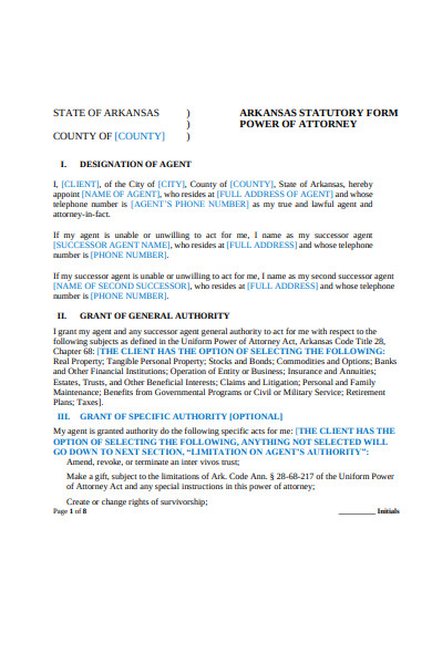 power of attorney information form