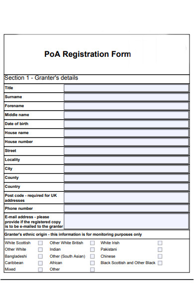 power of attorney registration form