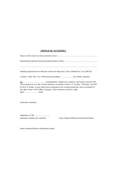 power of attorney request form