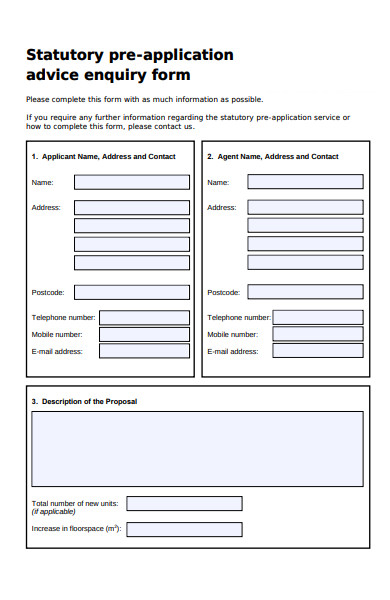 pre application advice enquiry form