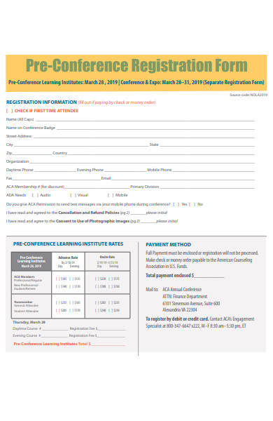 pre conference registration form