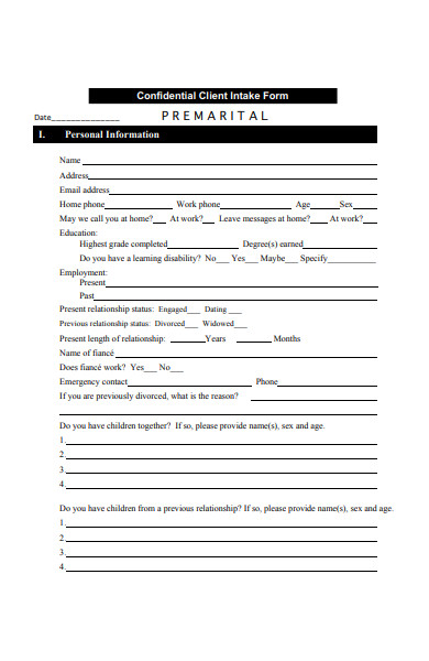 premarital client intake form