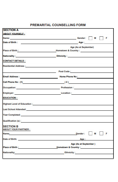 premarital details form