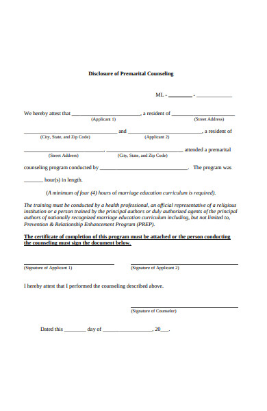 premarital disclosure form
