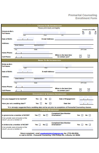 premarital enrollment form