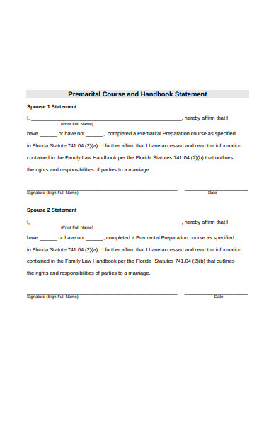 premarital handbook form