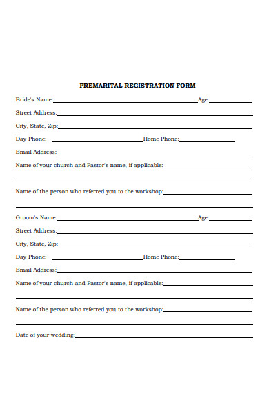 premarital registration form