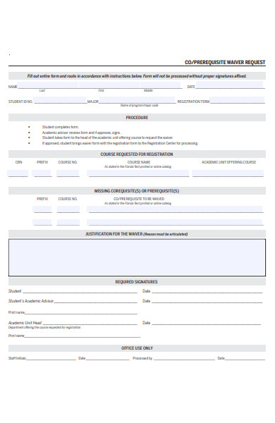 prerequisite waiver request form
