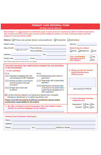 primary care referral form