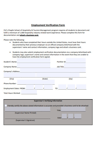 Free 51 Employment Verification Forms In Pdf Ms Word