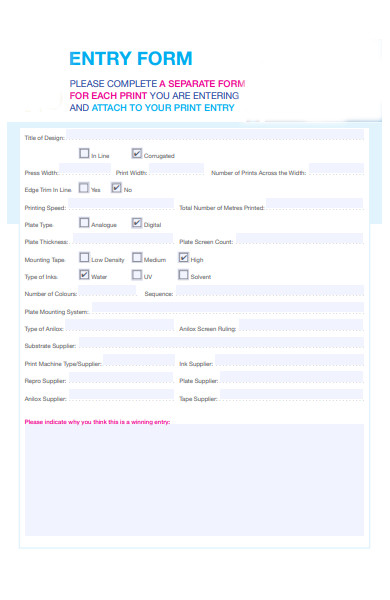 printable entry form