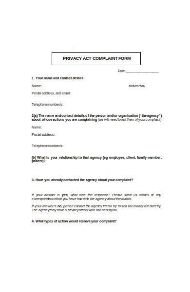 privacy act complaint form