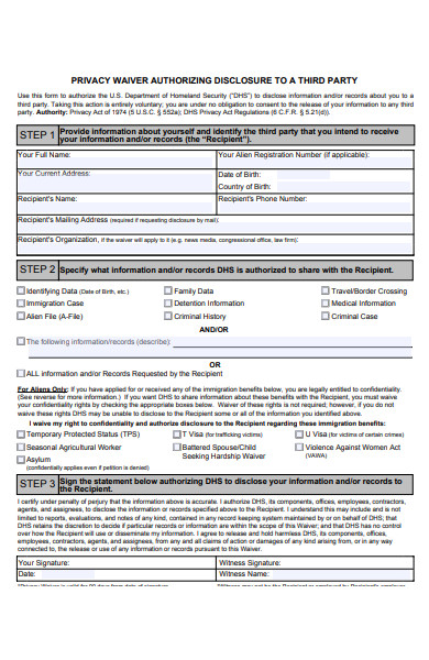 privacy waiver authorizing form