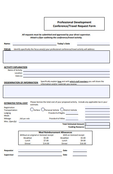 professional development travel request form