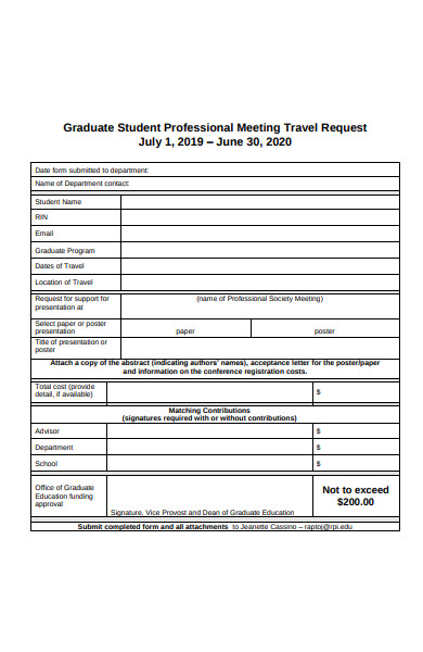 professional meeting travel request form