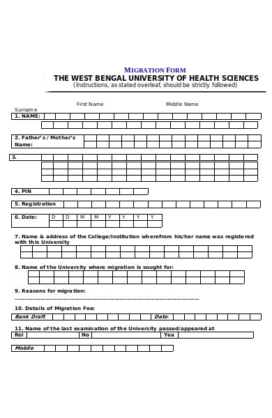 Govt Migration Form.pdf FREE 35+ Migration Form Samples, PDF, MS Word, Google Docs, Excel