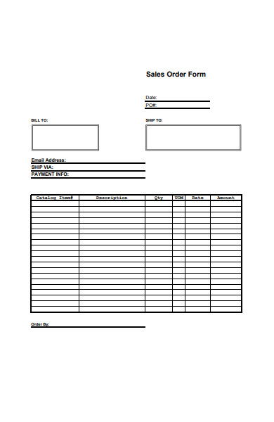 professional sales order form