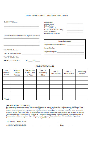 professional service consultant invoice form
