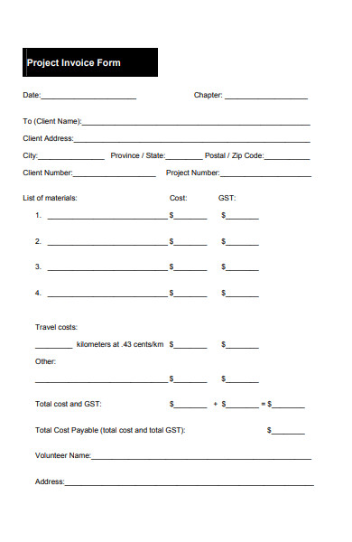 project invoice form