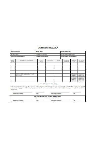 property assignment form