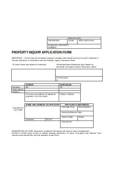 property enquiry application form