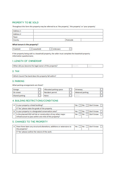 Tenant Questionnaire Form 9146